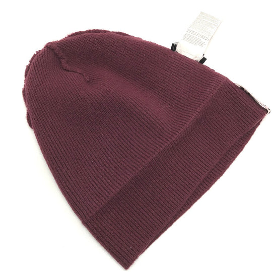 VERSACE Knit hat wool wine-red logo Beanie unisex(Unisex) Used Authentic