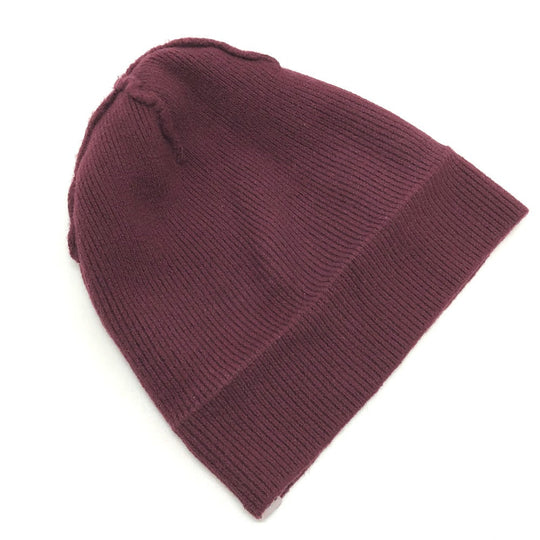 VERSACE Knit hat wool wine-red logo Beanie unisex(Unisex) Used Authentic