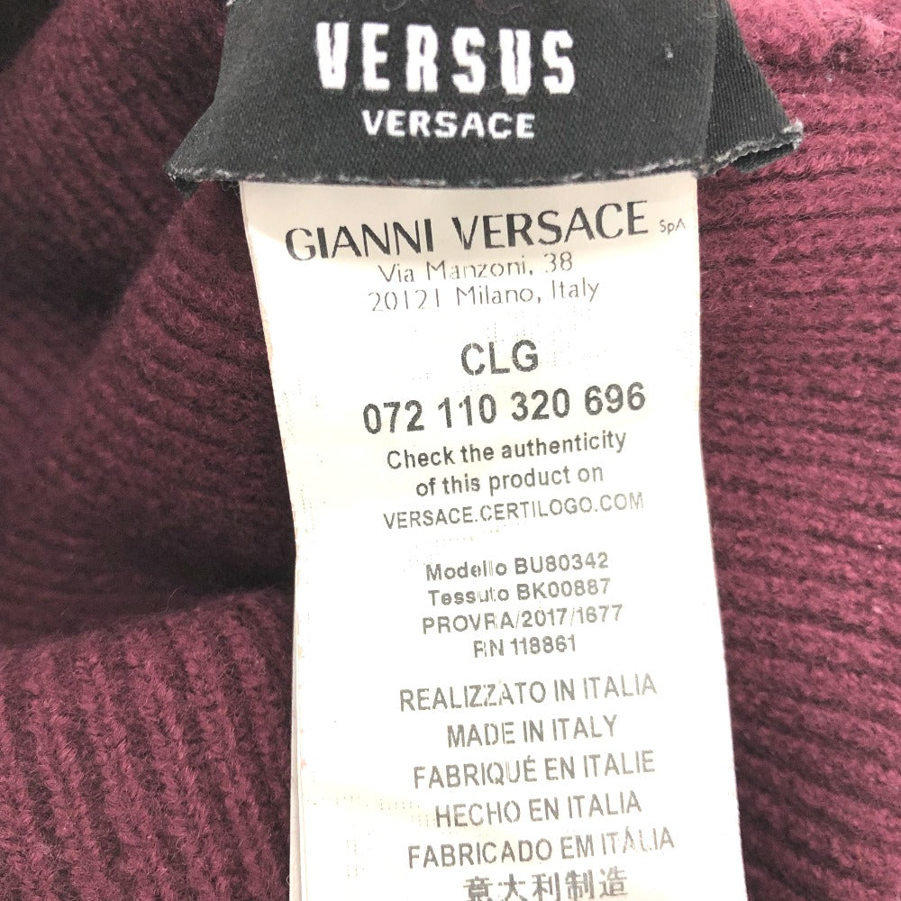 VERSACE Knit hat wool wine-red logo Beanie unisex(Unisex) Used Authentic