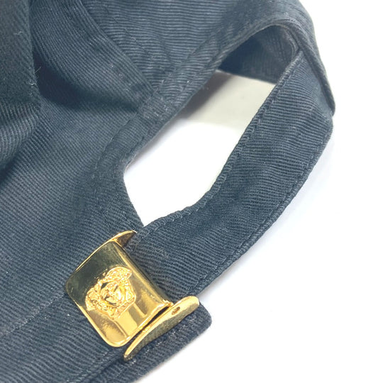 VERSACE cap cotton black Rainbow Logo embroidery mens 58 Used Authentic