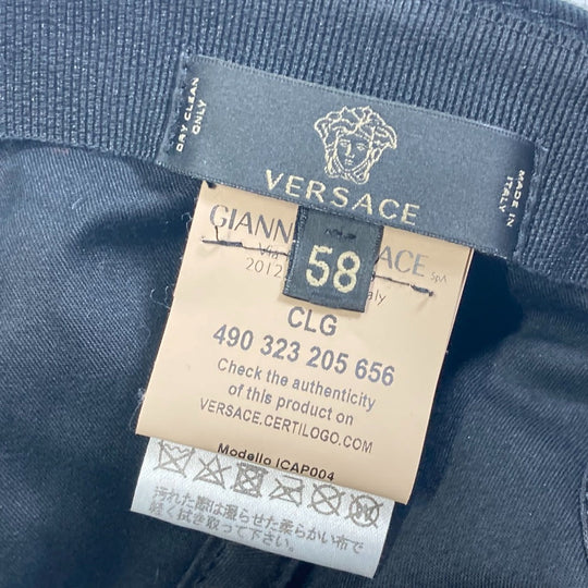 VERSACE cap cotton black Rainbow Logo embroidery mens 58 Used Authentic