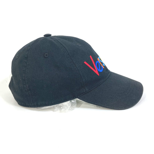 VERSACE cap cotton black Rainbow Logo embroidery mens 58 Used Authentic