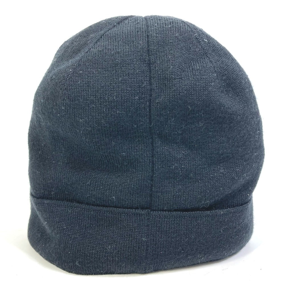 VERSACE Knit hat Wool, Silk black logo Women Used Authentic