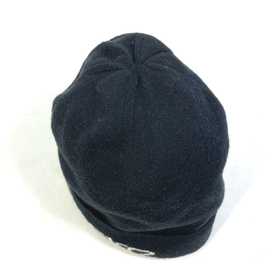 VERSACE Knit hat Wool, Silk black logo Women Used Authentic
