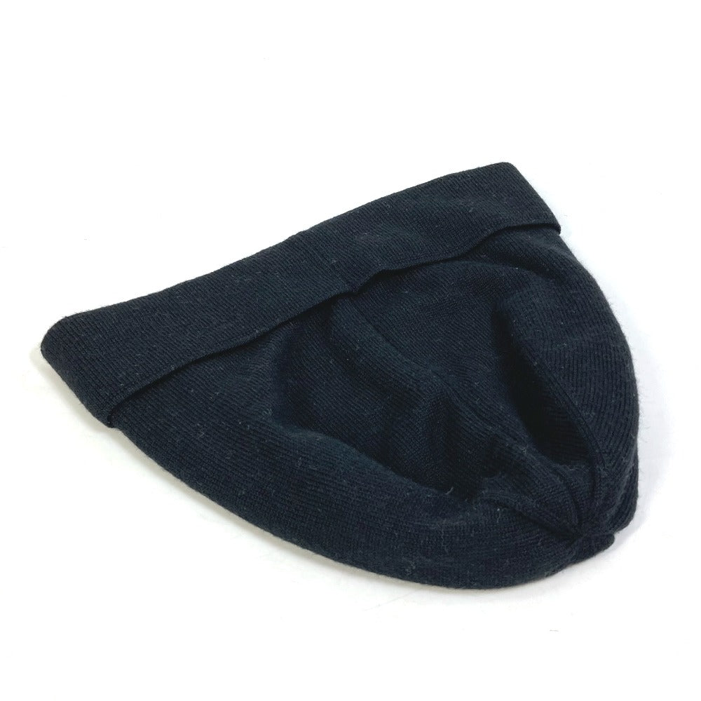 VERSACE Knit hat Wool, Silk black logo Women Used Authentic