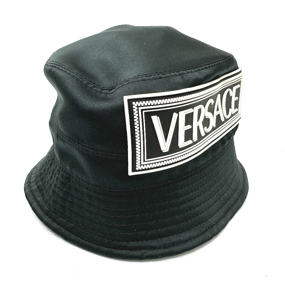 VERSACE hat polyester black Hat Hat Bucket Hat Bob Hat Rubber logo mens 57 Used Authentic