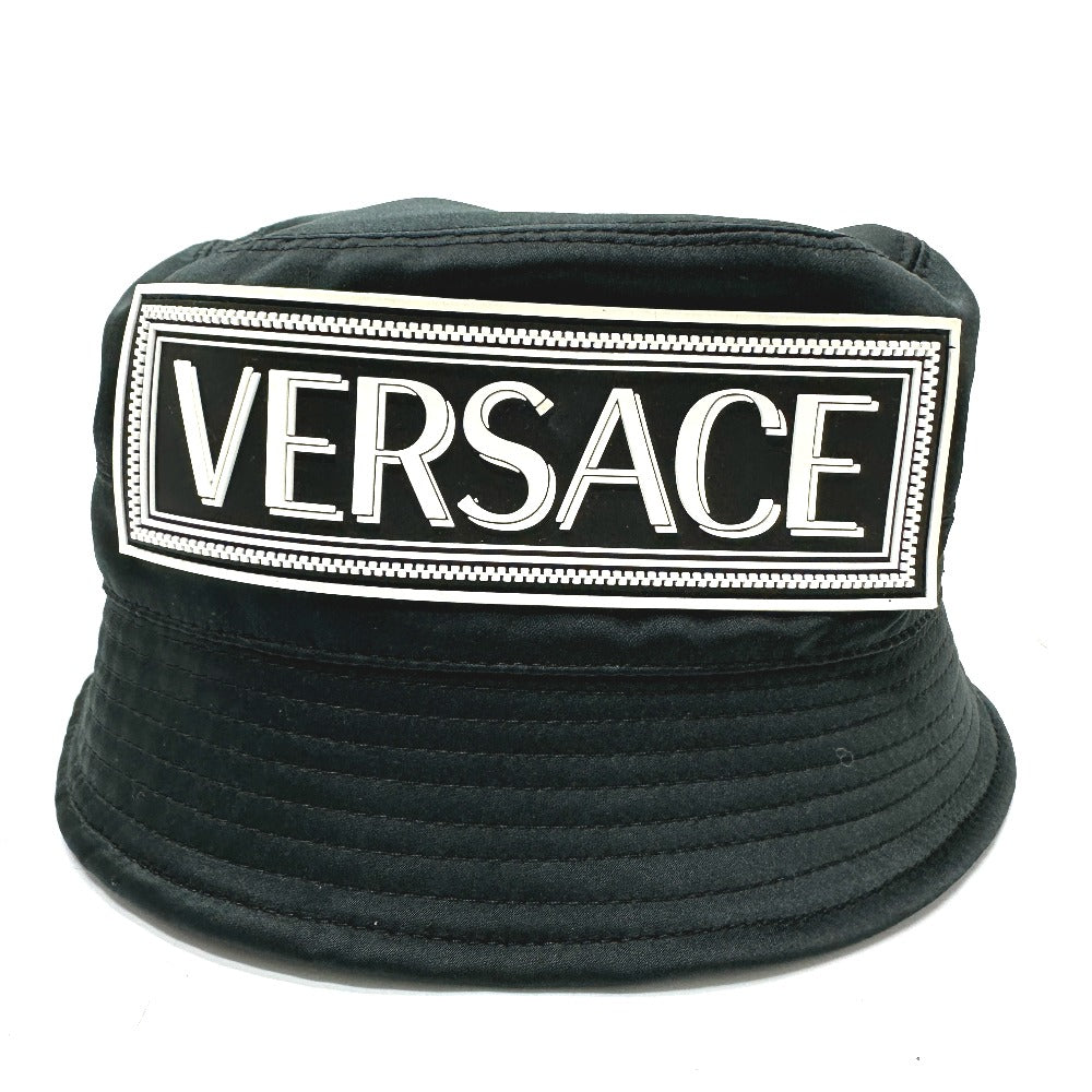 VERSACE hat polyester black Hat Hat Bucket Hat Bob Hat Rubber logo mens 57 Used Authentic
