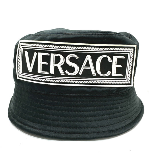 VERSACE hat polyester black Hat Hat Bucket Hat Bob Hat Rubber logo mens 57 Used Authentic