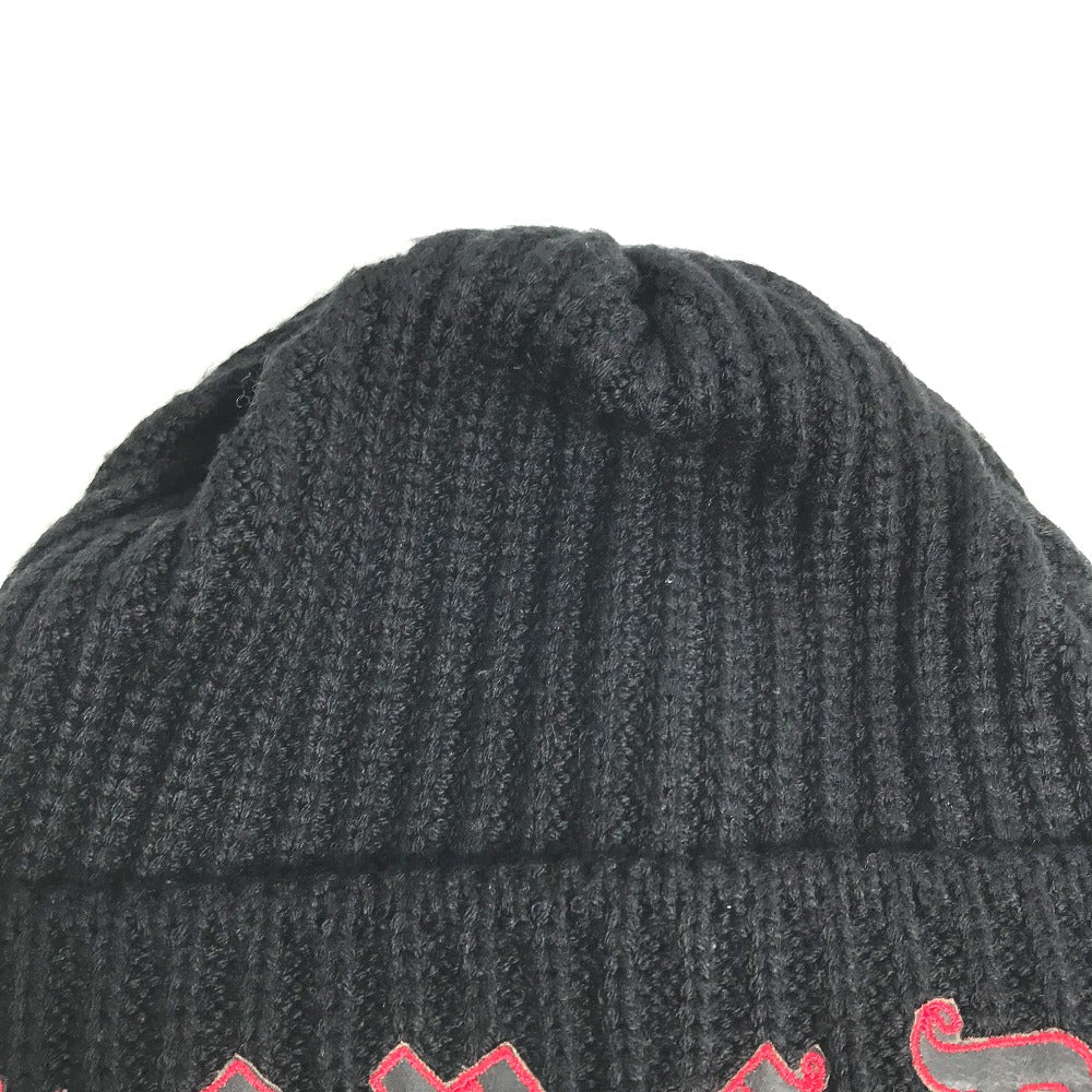 VERSACE Knit hat wool black logo mens Used Authentic