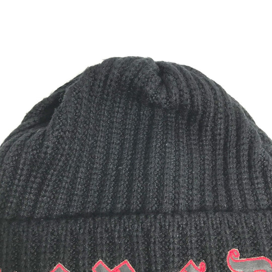VERSACE Knit hat wool black logo mens Used Authentic