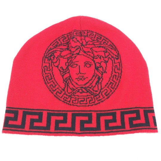 VERSACE Knit hat wool Red Medusa mens Used Authentic