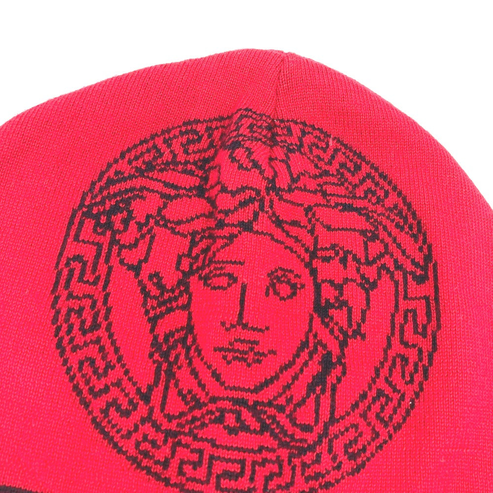 VERSACE Knit hat wool Red Medusa mens Used Authentic