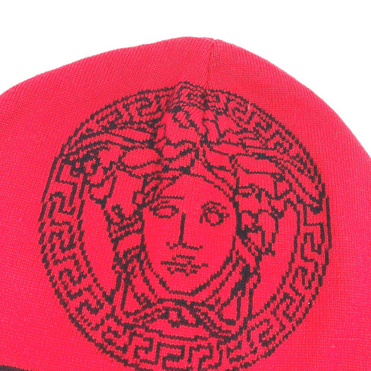 VERSACE Knit hat wool Red Medusa mens Used Authentic