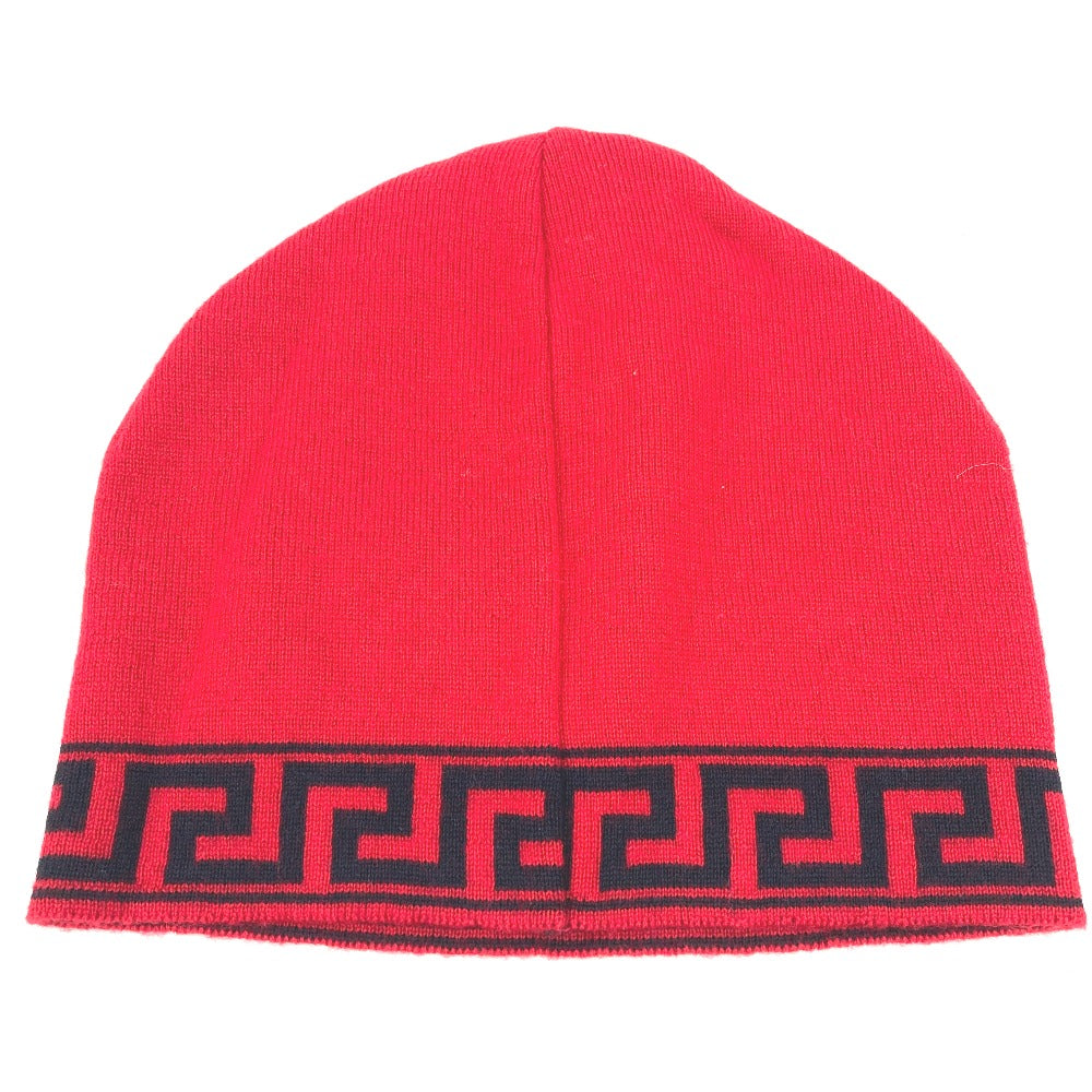 VERSACE Knit hat wool Red Medusa mens Used Authentic