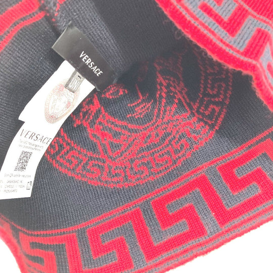 VERSACE Knit hat wool Red Medusa mens Used Authentic