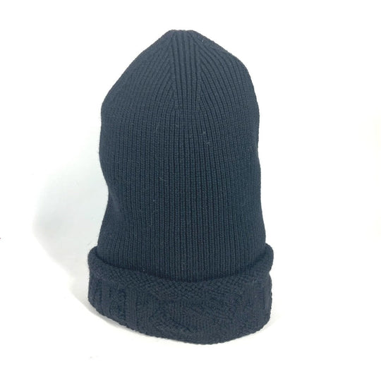 VERSACE Knit hat wool black logo mens Used Authentic