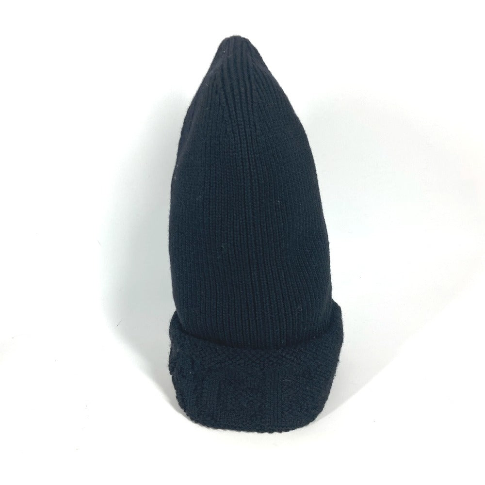 VERSACE Knit hat wool black logo mens Used Authentic