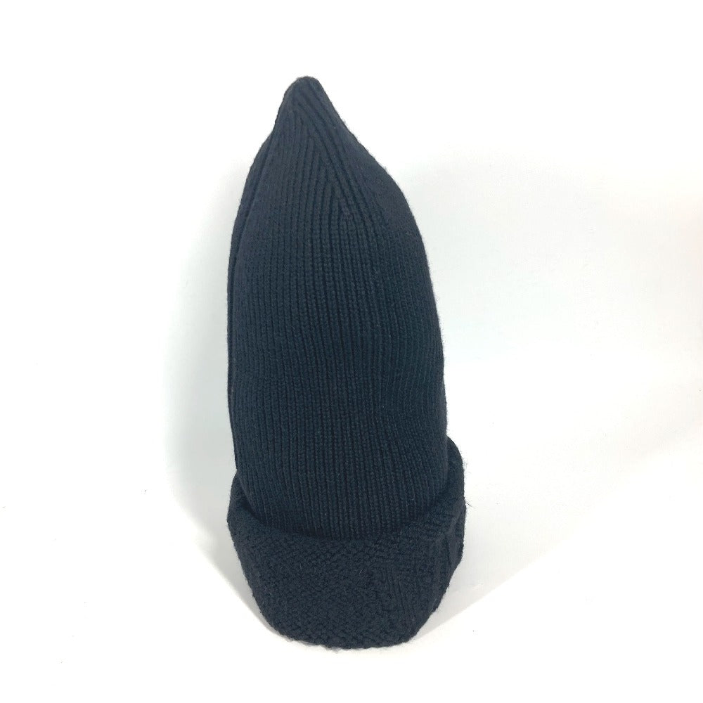 VERSACE Knit hat wool black logo mens Used Authentic