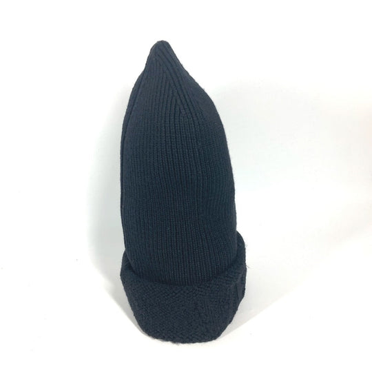 VERSACE Knit hat wool black logo mens Used Authentic
