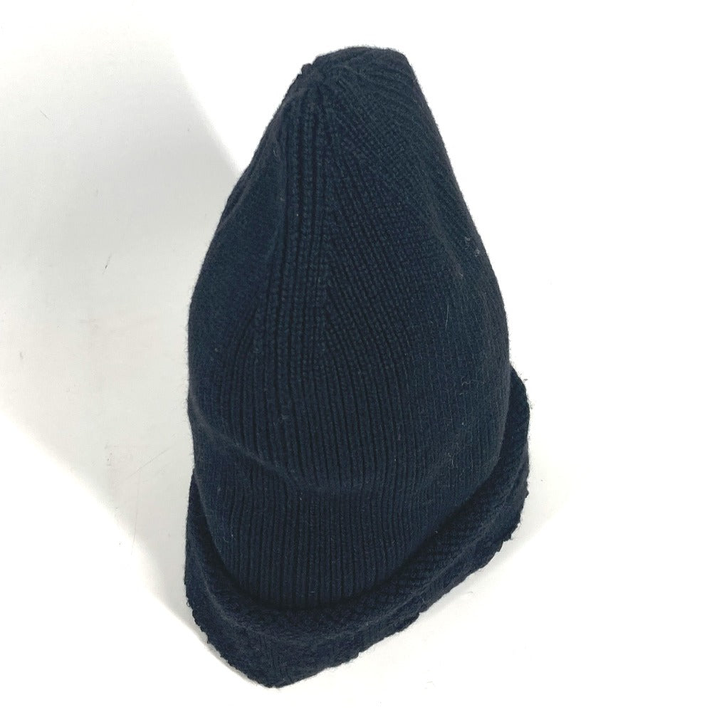 VERSACE Knit hat wool black logo mens Used Authentic