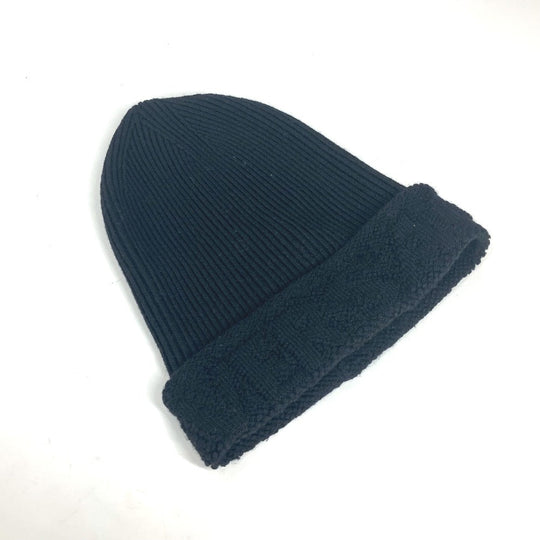 VERSACE Knit hat wool black logo mens Used Authentic