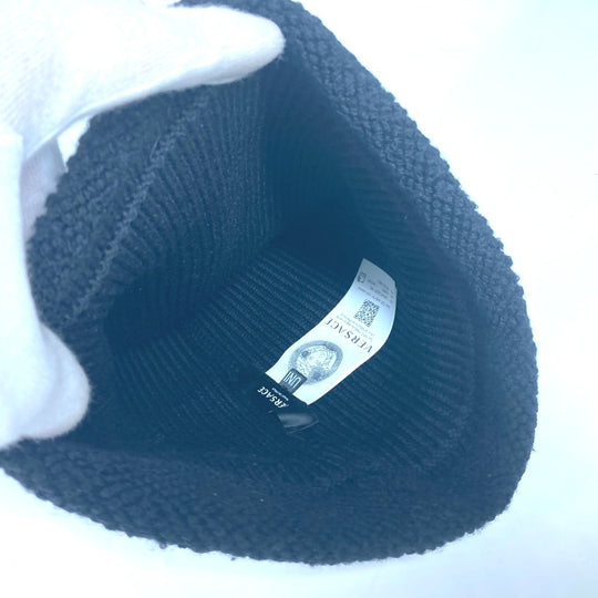 VERSACE Knit hat wool black logo mens Used Authentic