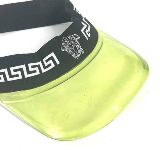 VERSACE Sun visor , Chloride Plastics yellow Medusa logo Women Used Authentic