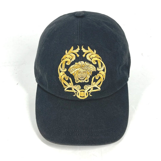 VERSACE cap cotton black Medusa logo mens 59 Used Authentic