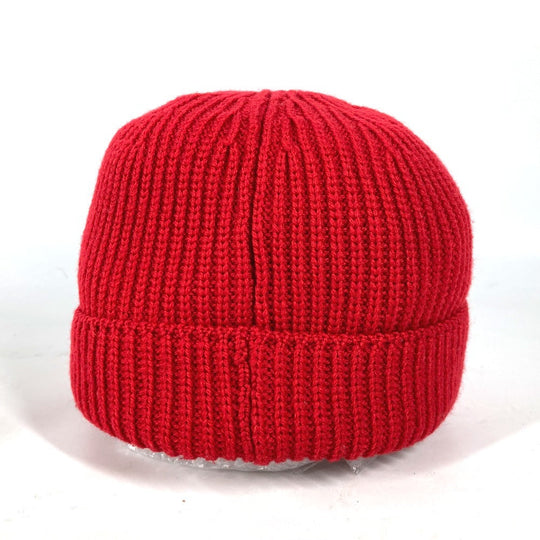 VERSACE Knit hat wool Red logo unisex(Unisex) Used Authentic