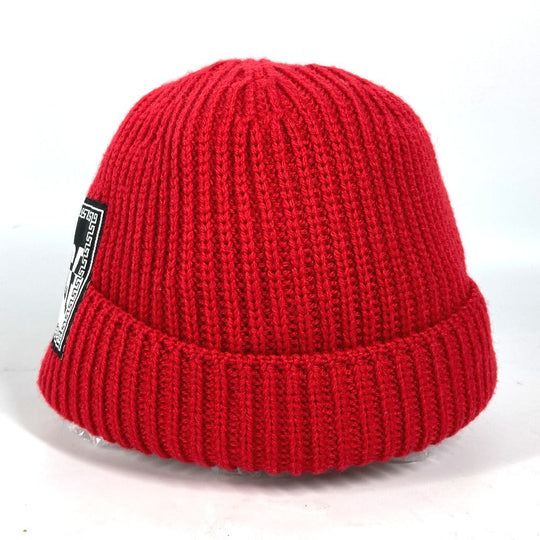 VERSACE Knit hat wool Red logo unisex(Unisex) Used Authentic