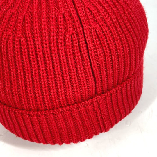 VERSACE Knit hat wool Red logo unisex(Unisex) Used Authentic