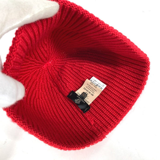VERSACE Knit hat wool Red logo unisex(Unisex) Used Authentic