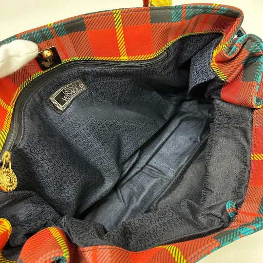 VERSACE Shoulder Bag cotton multicolor Tote Bag Shoulder bag Baroque Pattern Women Used Authentic