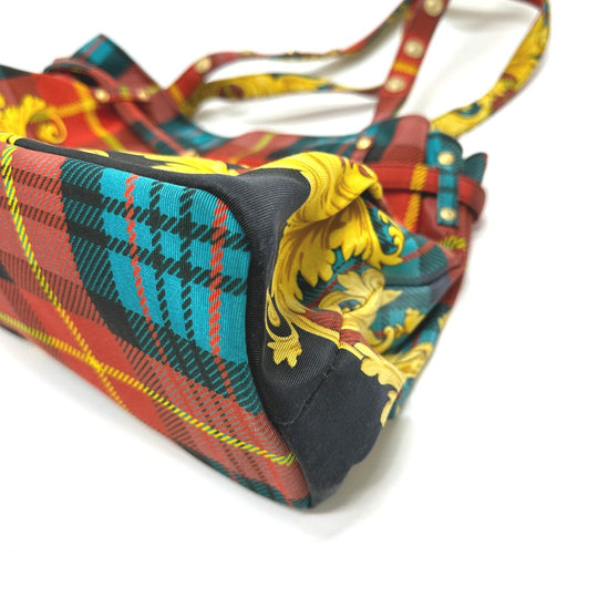 VERSACE Shoulder Bag cotton multicolor Tote Bag Shoulder bag Baroque Pattern Women Used Authentic
