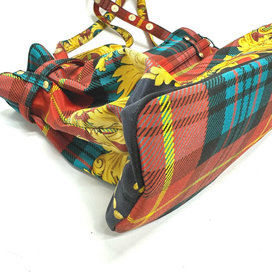 VERSACE Shoulder Bag cotton multicolor Tote Bag Shoulder bag Baroque Pattern Women Used Authentic