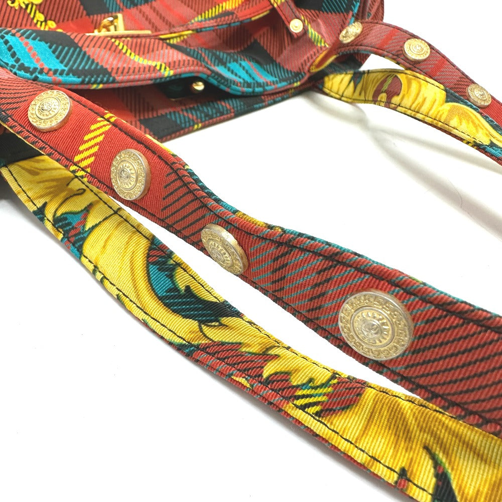 VERSACE Shoulder Bag cotton multicolor Tote Bag Shoulder bag Baroque Pattern Women Used Authentic