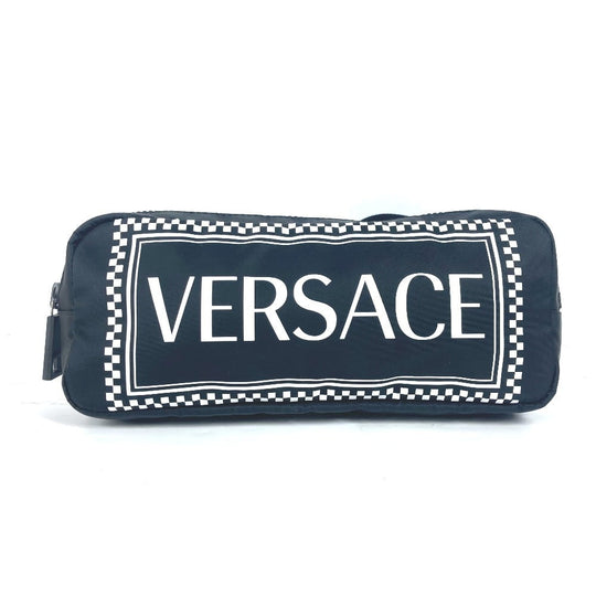 VERSACE Sling bag Nylon black By color logo unisex(Unisex) Used Authentic