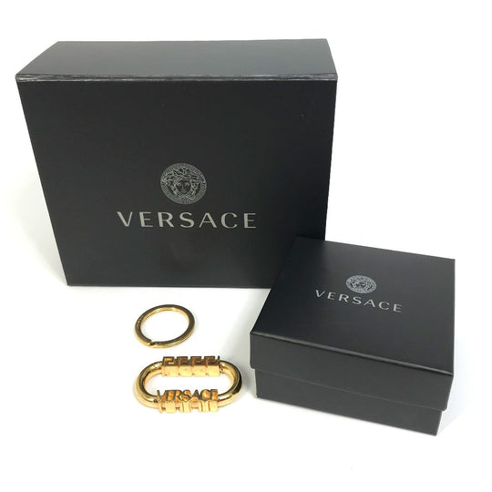 VERSACE key ring metal gold Greca logo key chain