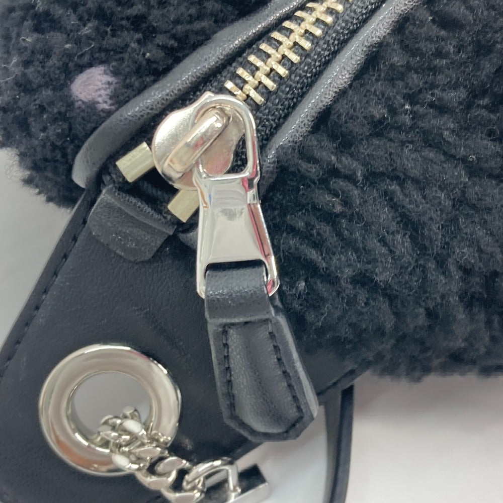 Versus Sling bag Fur, Leather black bag belt bag lion logo boa Women Used Authentic