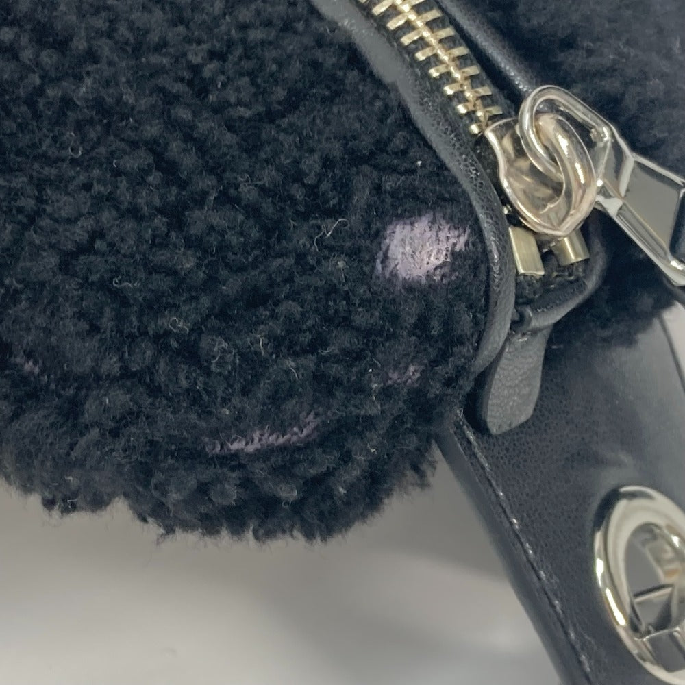 Versus Sling bag Fur, Leather black bag belt bag lion logo boa Women Used Authentic