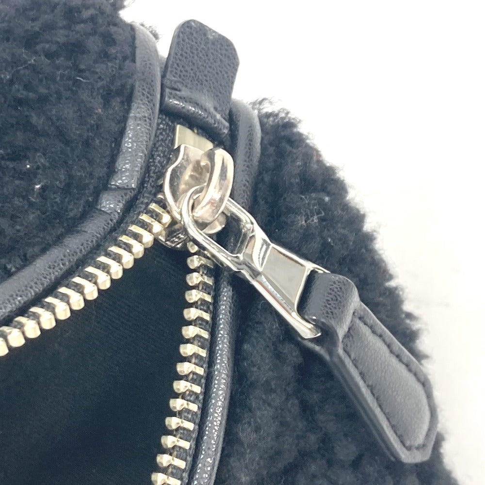 Versus Sling bag Fur, Leather black bag belt bag lion logo boa Women Used Authentic