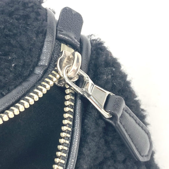 Versus Sling bag Fur, Leather black bag belt bag lion logo boa Women Used Authentic