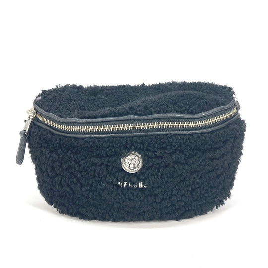 Versus Sling bag Fur, Leather black bag belt bag lion logo boa Women Used Authentic