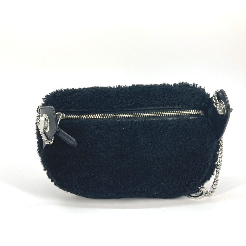 Versus Sling bag Fur, Leather black bag belt bag lion logo boa Women Used Authentic
