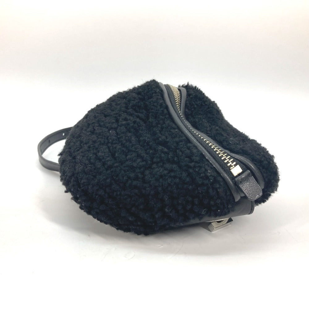 Versus Sling bag Fur, Leather black bag belt bag lion logo boa Women Used Authentic