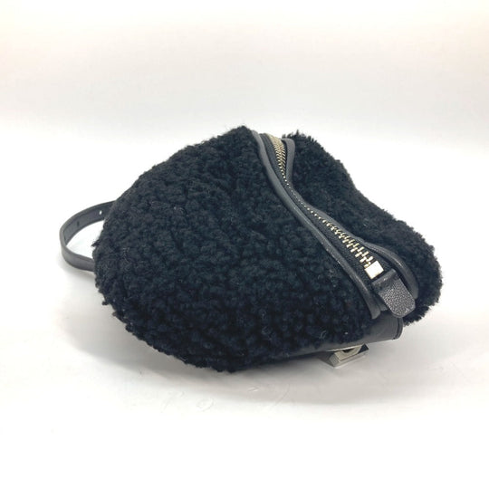 Versus Sling bag Fur, Leather black bag belt bag lion logo boa Women Used Authentic
