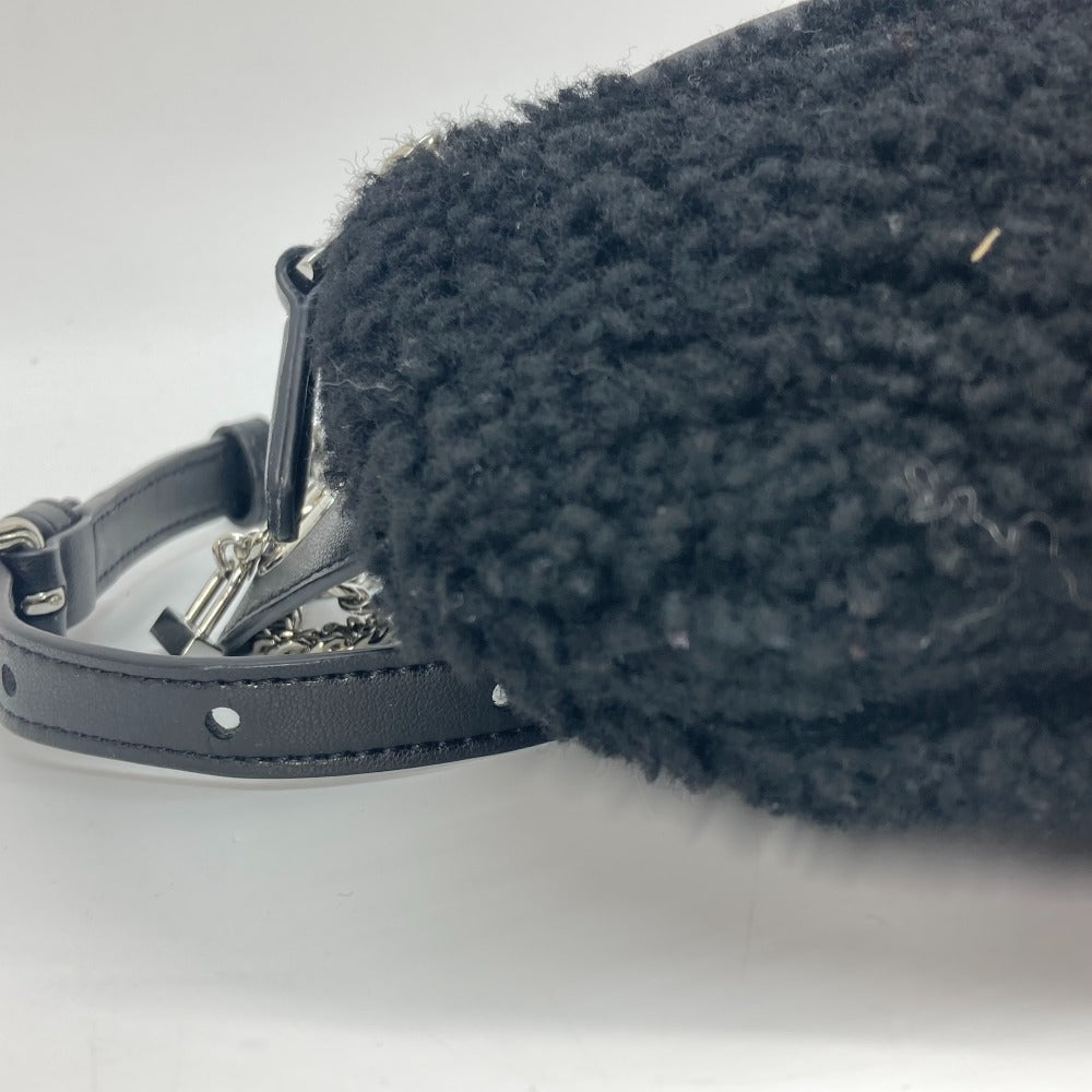 Versus Sling bag Fur, Leather black bag belt bag lion logo boa Women Used Authentic