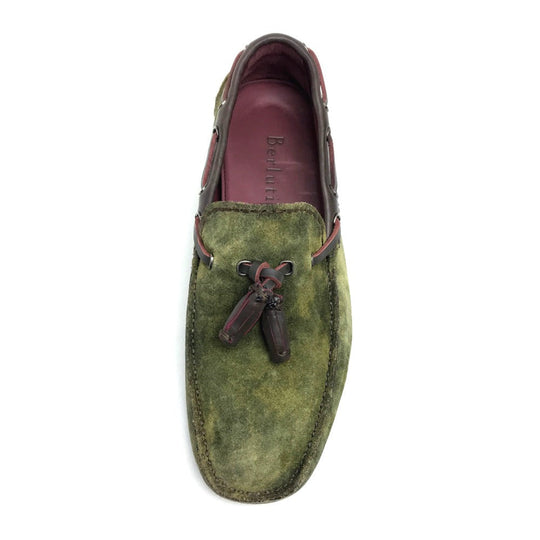 Berluti loafers suede green Flat shoes Tassel moccasins mens 6 Used Authentic
