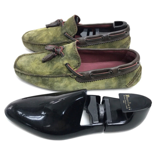 Berluti loafers suede green Flat shoes Tassel moccasins mens 6 Used Authentic