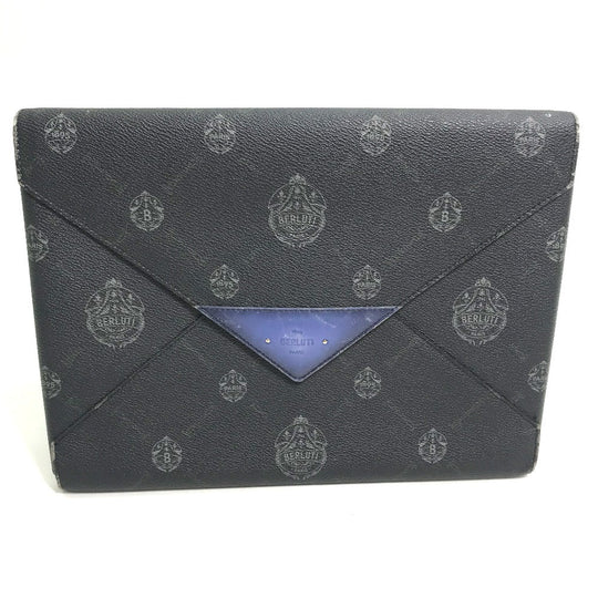 Berluti Clutch bag leather black logo mens Used Authentic